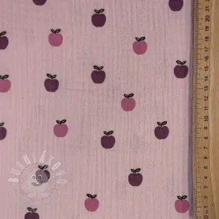 Dvojitá gázovina/mušelín Fruits apple soft rose