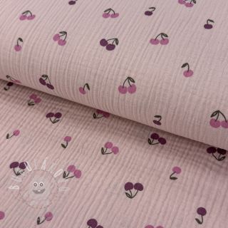 Dvojitá gázovina/mušelín Fruits cherry soft rose