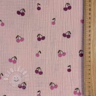Dvojitá gázovina/mušelín Fruits cherry soft rose