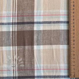 Viskóza se lnem YARN DYED Checks taupe