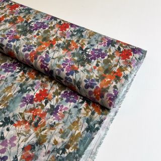 Viskóza SATIN Flowie Kin off white digital print
