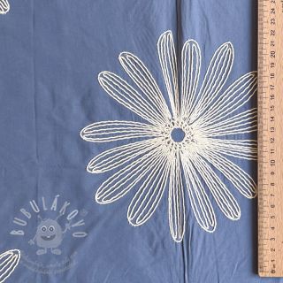Bavlněná látka EMBROIDERY Flowie jeans