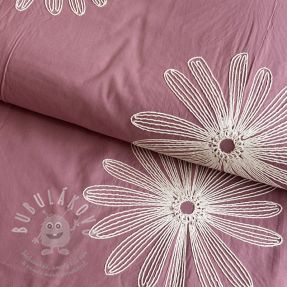 Bavlněná látka EMBROIDERY Flowie mauve