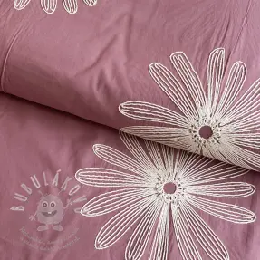 Bavlněná látka EMBROIDERY Flowie mauve