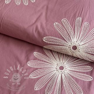 Bavlněná látka EMBROIDERY Flowie mauve