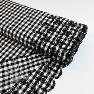 Bavlněná látka Checks black white 1-side border