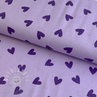 Bavlněná látka FLANNEL Hearts lavender