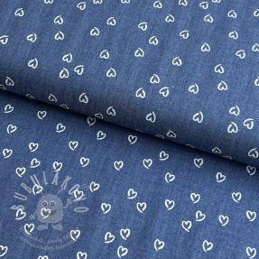Bavlněná látka JEANS Hearts