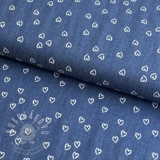 Bavlněná látka JEANS Hearts
