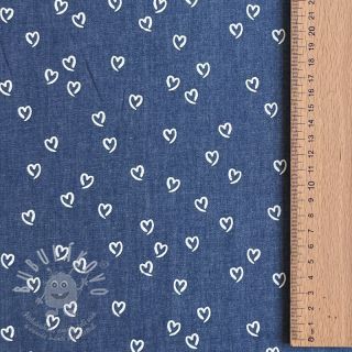 Bavlněná látka JEANS Hearts