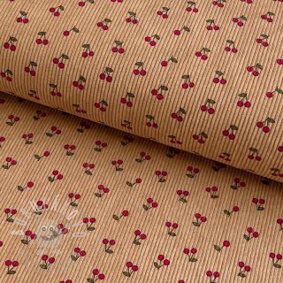 Manšestr STRETCH Little cherry sand