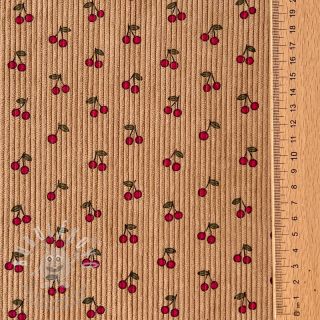 Manšestr STRETCH Little cherry sand