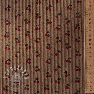 Manšestr STRETCH Little cherry taupe