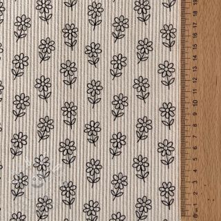 Manšestr STRETCH Little flower light sand