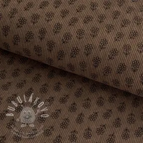 Manšestr STRETCH Little flower taupe