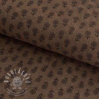 Manšestr STRETCH Little flower taupe