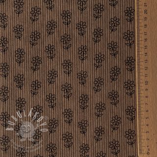 Manšestr STRETCH Little flower taupe