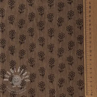 Manšestr STRETCH Little flower taupe