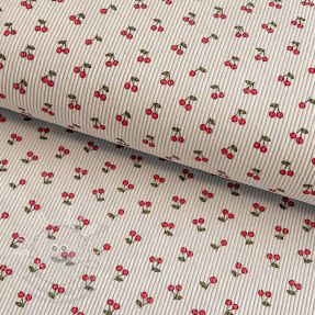 Manšestr STRETCH Little cherry light sand