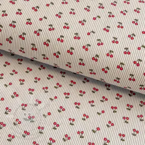 Manšestr STRETCH Little cherry light sand