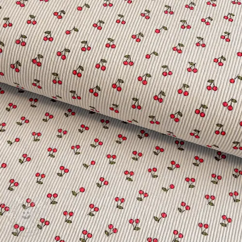 Levně Manšestr STRETCH Little cherry light sand