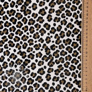 Manšestr STRETCH Little Leopard light sand