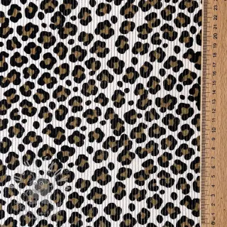 Manšestr STRETCH Little Leopard light sand
