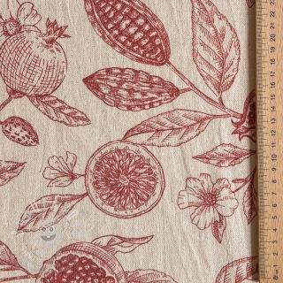 Dekorační látka RUSTIC VINTAGE PRINT Granata groseille