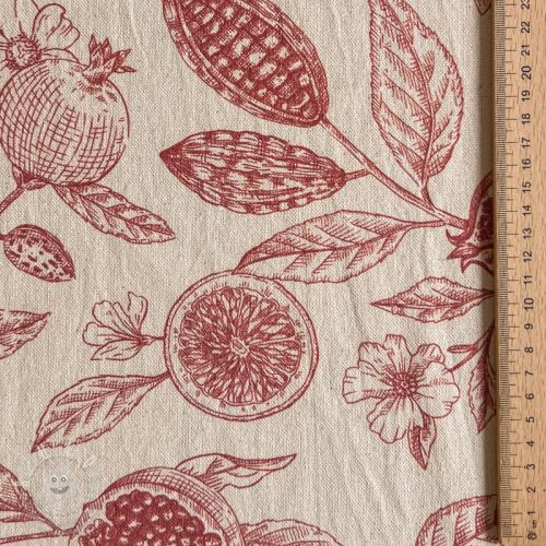 Dekorační látka RUSTIC VINTAGE PRINT Granata groseille