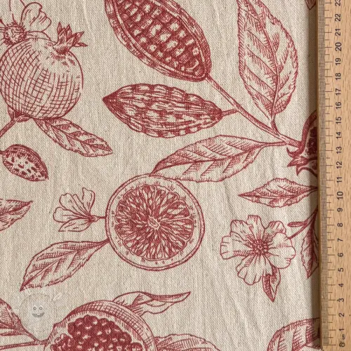 Dekorační látka RUSTIC VINTAGE PRINT Granata groseille