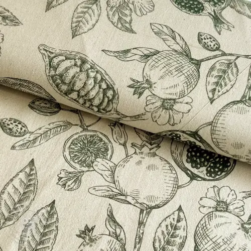 Dekorační látka RUSTIC VINTAGE PRINT Granata kaki