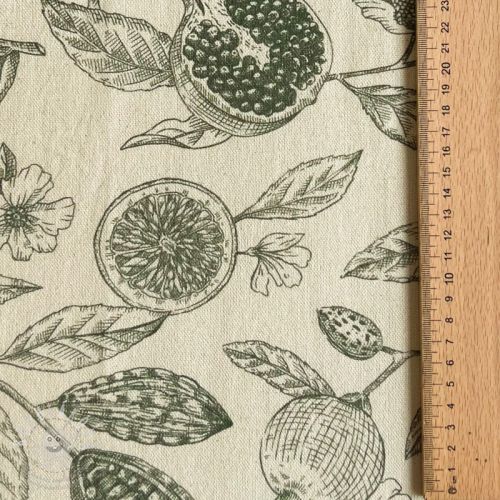 Dekorační látka RUSTIC VINTAGE PRINT Granata kaki