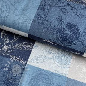 Dekorační látka FRENCH TABLE CLOTH JACQUARD Cabosse allover indigo