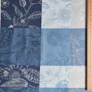 Dekorační látka FRENCH TABLE CLOTH JACQUARD Cabosse allover indigo