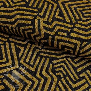 Dekorační látka jacquard Mesopotamie noir jaune