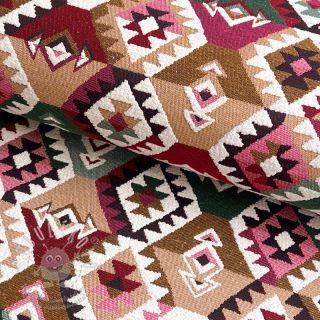 Dekorační látka jacquard Kilim fuchsia vert