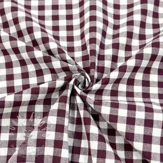Bavlněná látka Check aubergine