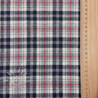 Scottish Check YARN DYED BRUSHED navy ecru red
