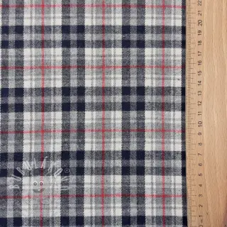 Scottish Check YARN DYED BRUSHED navy ecru red