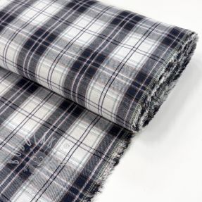 Scottish Check YARN DYED BRUSHED white navy