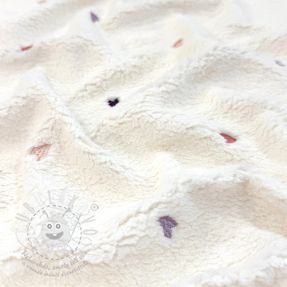 Kabátovina TEDDY EMBROIDERY Hearts ecru