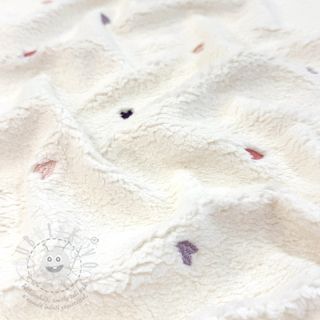 Kabátovina TEDDY EMBROIDERY Hearts ecru