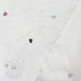 Kabátovina TEDDY EMBROIDERY Hearts ecru