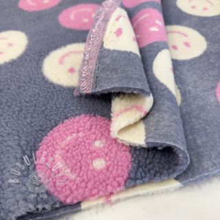 Kabátovina TEDDY JACQUARD Happy faces jeans