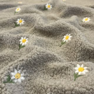 Kabátovina TEDDY EMBROIDERY Flowers pebble