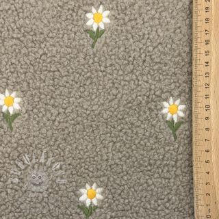 Kabátovina TEDDY EMBROIDERY Flowers pebble