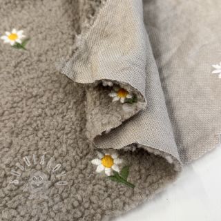 Kabátovina TEDDY EMBROIDERY Flowers pebble