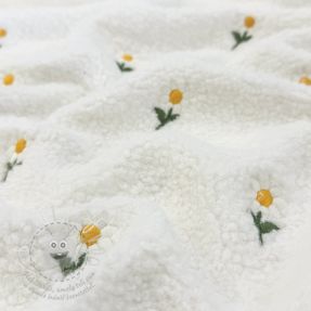 Kabátovina TEDDY EMBROIDERY Flowers off white