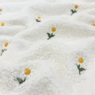 Kabátovina TEDDY EMBROIDERY Flowers off white