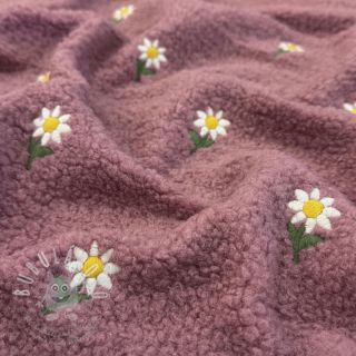 Kabátovina TEDDY EMBROIDERY Flowers old pink